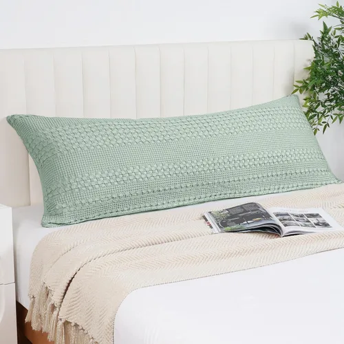 Vista 60 de PHF Fundas de almohada 100% algodón con tejido de gofre de 24 x 24 pulgadas, paquete de 2 fundas cuadradas para decoración elegante del hogar, sin
