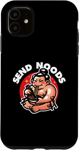 Vista 8 de iPhone 16 Funny Send Noods Sumotori Eating Noodle Japan Sumo Case