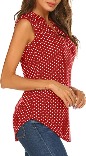 Vista 4 de Halife - Blusa larga sin mangas con estampado floral para mujer, con cuello en V, tipo túnica