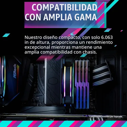 Vista 9 de Cooler Master Hyper 212 Halo Black enfriador de aire para CPU, ventilador PWM Halo² de 120 mm, ARGB de doble bucle, cubierta superior de aluminio, 4