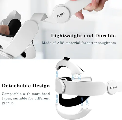 Vista 6 de Kuject Correa de cabeza ajustable de diseño compatible con MetaQuest 2 soporte de cabeza de comodidad ampliada repuesto para correa de élite