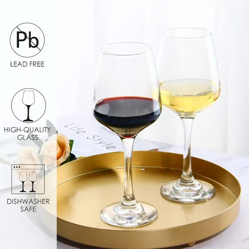 Vista 4 de YANGNAY Copas de vino (juego de 18), juego de 12 copas de vino blanco de 12 onzas, juego de 6 copas de vino tinto de 20 onzas