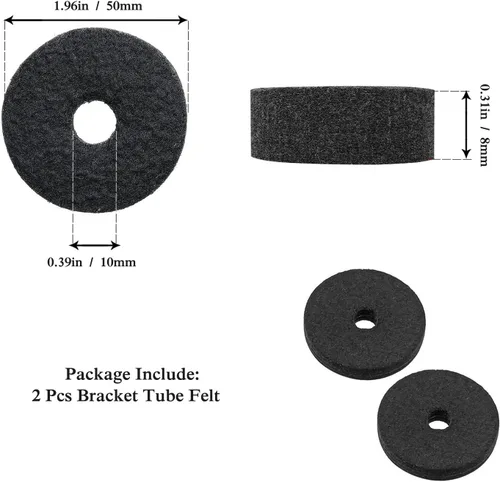 Vista 5 de Juego de accesorios de platillos de 21 piezas, fundas de soporte, fieltros, arandelas y tuercas de ala para batería (negro)