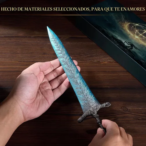 Vista 4 de RACEROCKET Elden Ring Espada de la Luna Oscura Gran espada de caballero recto Modelo de espada de metal de artes marciales de 11.8 pulgadas