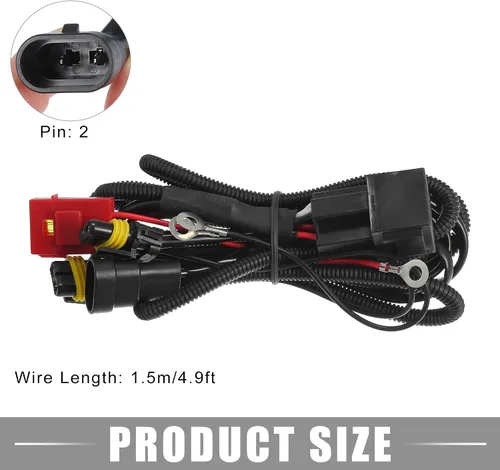 Vista 4 de HID Arnés de relé de cableado de batería de 4.9 ft / 4.9 pies de largo 9006/9012/H10/9005 HID Lámparas Kit de relé de enchufe de 12 V Ruber