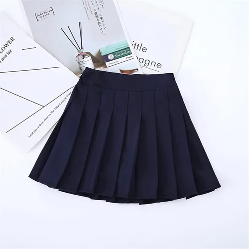 Vista 2 de Falda corta plisada casual de tenis para niñas y niñas, de cintura alta, uniforme de escuela, línea A, minifalda patinadora