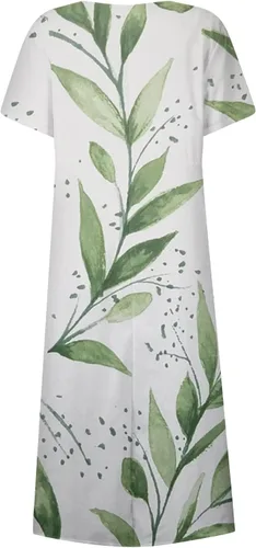 Vista 4 de Vestido cóctel Mujer bolsillos Floral Maxi Vestidos fluidos Manga Corta Fiesta Vestido Calle Cuello Redondo 2023