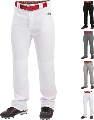 Vista 8 de Rawlings Pantalones de béisbol para hombre de la serie Launch Corte semirelajado de longitud completa Tallas para adultos Ribetes Varios