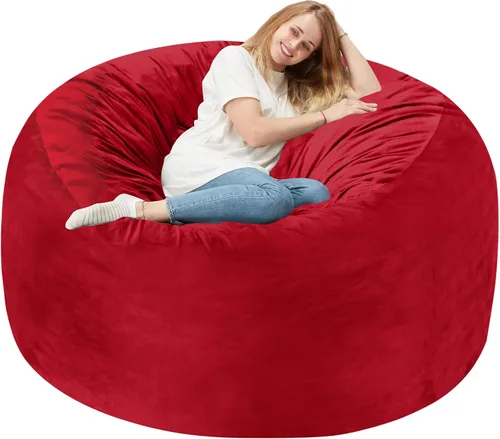 Vista 86 de Homguava - Sillón puff de 3 pies Sillón estilo puff grande de 3 pulgadas con relleno de espuma viscoelástica, sofá suave con funda de terciopelo
