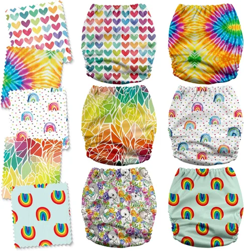 Vista 2 de Mama Koala 3.0 Pañales de tela para bebé con 6 inserciones, con 6 inserciones de algodón de cáñamo Bboo de 6 capas