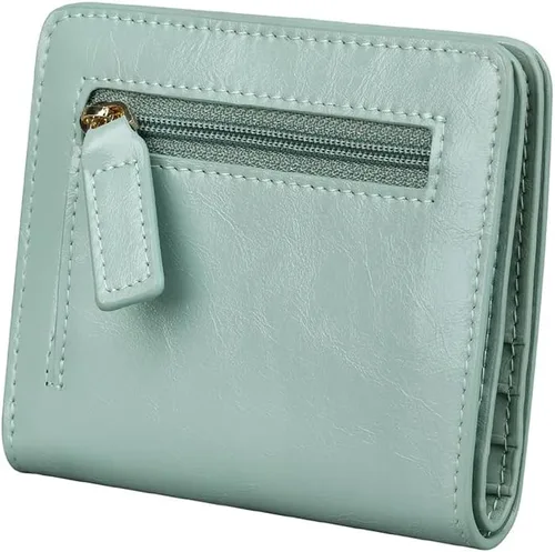 Vista 15 de Itslife - Cartera de piel con cierre de cremallera para mujer, tamaño pequeño, con ventana para identificación, marrón (Waxed Brown)), 1301