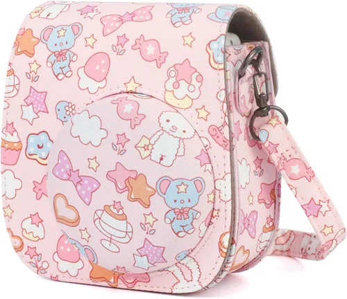 Vista 16 de Funda Protectora Compatible con Cámara de Fotos Instantáneas Fujifilm Instax Mini 12 11 9 8 con Bolsillo y Correa Ajustable (Mariposa Grande Pequeña)