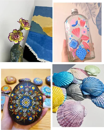 Vista 8 de Galería de arte CSY Pintura acrílica metálica - Pigmento brillante de glitter Planeta Azul - Arte y manualidades para artistas y pintores, pintura