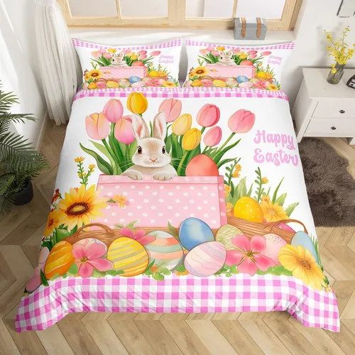 Vista 18 de Erosebridal Juego de funda de edredón de Pascua de conejos, tamaño Color 01