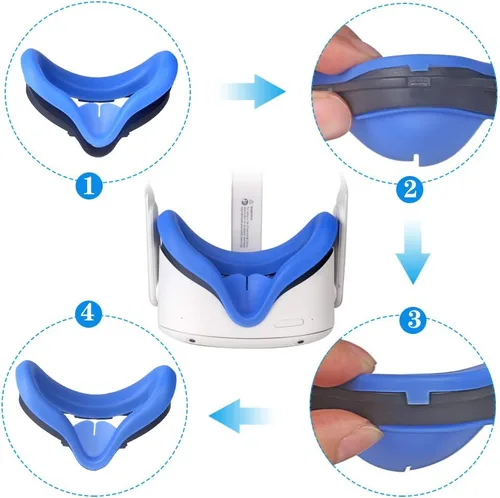 Vista 6 de TATACO VR - Funda de silicona para Oculus Quest 2 a prueba de sudor ligera antideslizante lavable color negro
