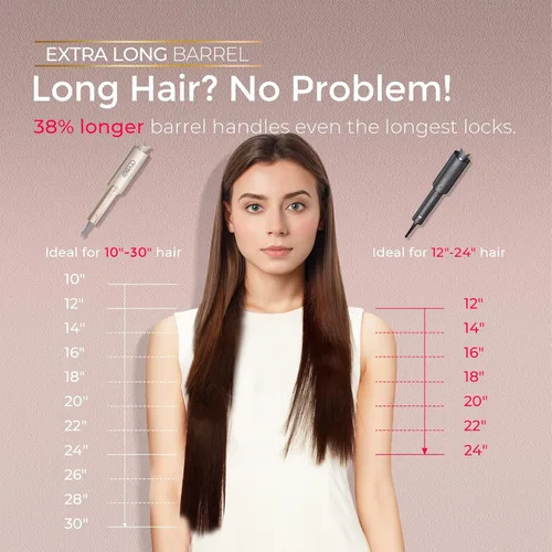 Vista 3 de Rizador Automático Rotativo Mejorado - TYMO CurlPro Plus Varita de Rizar de Barril Largo para Cabello Largo, Rizador de Pelo Cerámico para Mujeres