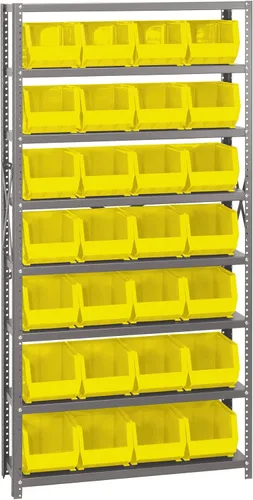 Vista 349 de Quantum QSBU-245BK Heavy Duty Shelving Unit with (7) Shelves and (24) QUS245 Black Bins for Garage Warehouse Storage Distribution 400 lb Load