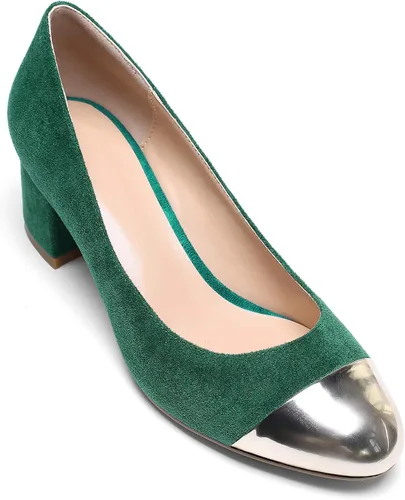 Vista 5 de Eldof Tacones de tacón bajo para mujer, redondos, sin cordones, gruesos, para boda, fiesta, oficina, zapatos de vestir clásicos, 2 pulgadas