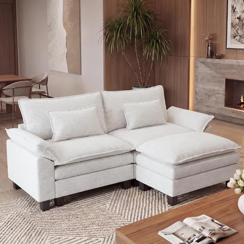 Vista 31 de URRED - Sofá seccional modular Cloud, sofá moderno en forma de L de 87" con profundidad de asiento con otomana y almohadas, ultra cómodo sofá
