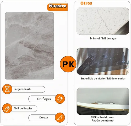 Vista 6 de Wisfor Mesa de comedor de piedra sinterizada: mesa de cocina gris de 47.2 x 27.5 pulgadas con patas de metal - Mesa de desayuno de 6 asientos