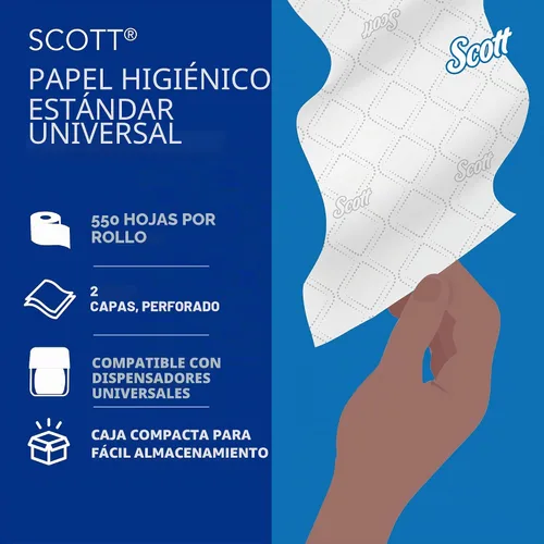 Vista 10 de Kimberly-Clark Scott Papel higiénico, rollo estándar de dos capas, Blanco, 11000
