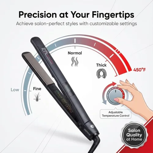 Vista 5 de IZUTECH KTX Slim450 Titanium - Plancha plana profesional de 1 pulgada con calor ajustable a 450 grados de doble voltaje apagado automático