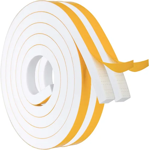 Vista 31 de Burlete de cinta de espuma autoadhesiva blanca para puertas y ventanas de 1 pulgada × 3/4 pulgada × 13 pies, tira de sellado de espuma de alta Blanco