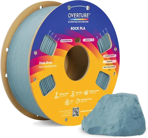 Vista 14 de OVERTURE - Filamento PLA Rock de 1.75 mm, para impresora 3D de mármol, carrete de 2.2 libras, precisión dimensional +/- 0.02 mm, para impresoras FDM