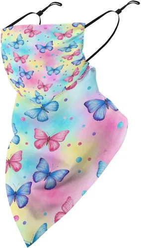 Vista 12 de Pañuelo de protección solar UV con lazo para las orejas, bufanda triangular reutilizable