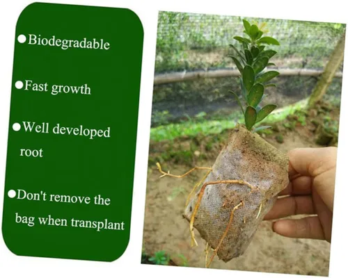 Vista 3 de 200Pcs Biodegradable Non-Woven Seedling Bags, White Plant Grow Pouches