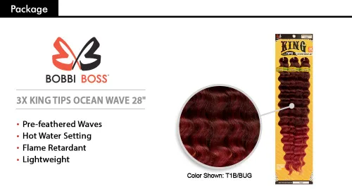 Vista 3 de Bobbi Boss - Trenzas de pelo sintético preemplumadas, 3 puntas King Wave Ocean Wave de 28 pulgadas (paquete de 5, 1)