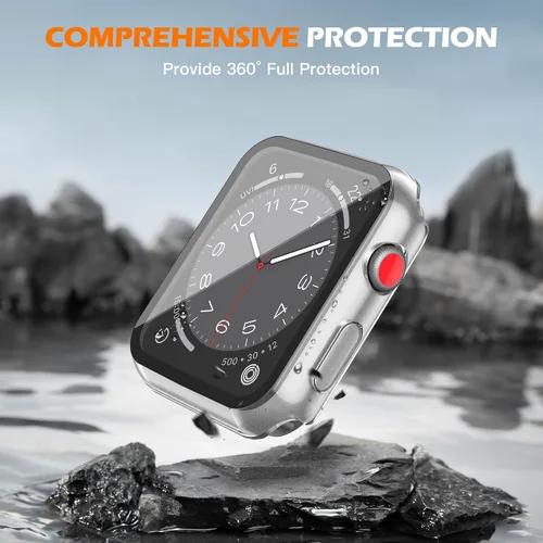 Vista 9 de Misxi Paquete de 2 fundas impermeables con botón diseñadas para Apple Watch Series 3 Series 2 de 38mm, funda rígida de policarbonato anticaídas