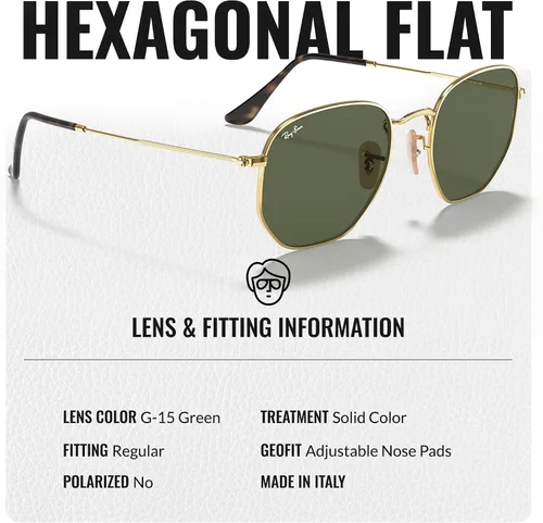 Vista 4 de Ray-Ban RB3548N Lentes planas hexagonales, gafas de sol cuadradas y redondas con kit oficial de gafas