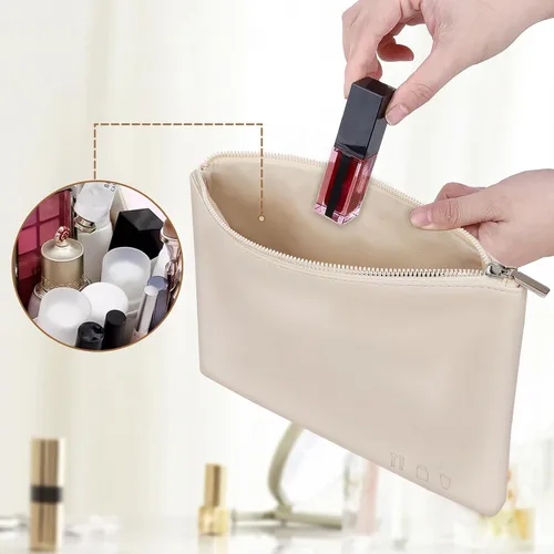Vista 2 de Travel Makeup Bag, cosmetic travel bag Large Capacity Leather Cosmetic Bags for Women,Waterproof Portable Pouch Bag Make up Organizer