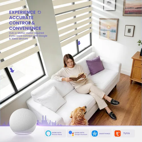 Vista 2 de Persianas motorizadas de cebra sin taladro, persianas opacas con control remoto eléctrico para hogares inteligentes, persianas de cebra inalámbricas
