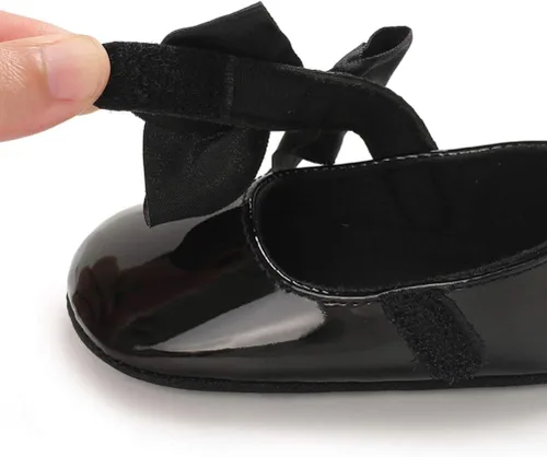 Vista 7 de WILLFUN Zapatos planos Mary Jane para bebés y niñas con lazo, vestido de princesa, zapatos de cuna, suela de goma suave antideslizante