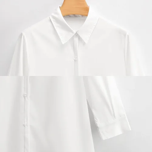 Vista 7 de Vestido de camisa de manga larga con botones y bandera cubana para mujer