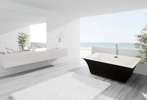 Vista 4 de Fine Fixtures Sanctuary Bañera Independiente Negro Con Desagüe Incluido
