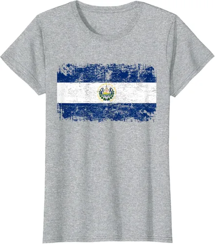 Vista 26 de EL SALVADOR Bandera Vintage Hombres Mujeres Niños Camiseta EL SALVADOR