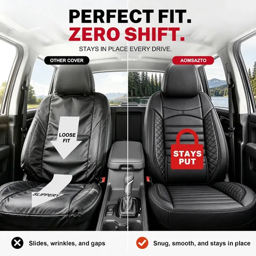 Vista 7 de AOMSAZTO Fundas de asiento para asiento delantero Nissan Frontier 2009-2026 # 014 Negro