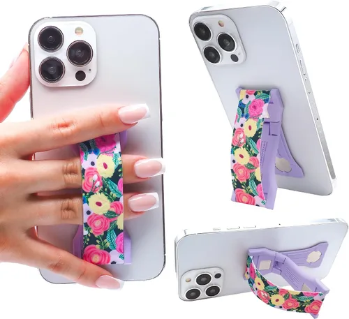 Vista 52 de LOVEHANDLE PRO Premium Phone Grip - Correa de silicona para teléfono - Soporte magnético para teléfono y soporte para teléfono inteligente y tableta