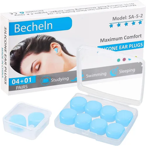 Vista 9 de Tapones reutilizables de silicona para los oídos, impermeables, con cancelación de ruido, para dormir, cortar, nadar, aviones, conciertos