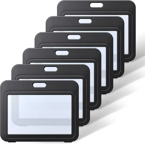 Vista 8 de Uniclife Paquete de 3 Portacarnet Deslizante con Ventanas de Doble Cara Funda Vertical de Plástico Duro Negro Bolsa Protectora de Tarjetas