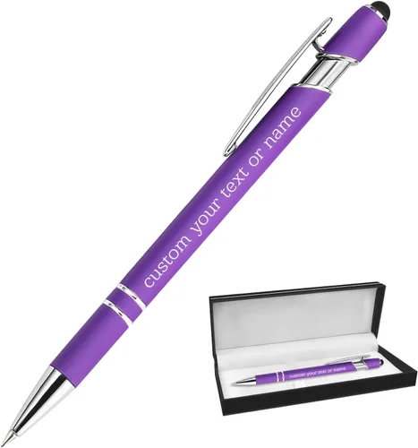 Vista 14 de Bolígrafos personalizados con nombre a granel, juego de bolígrafos personalizados, lápiz capacitivo grabado, logotipo, texto, regalo para negocios