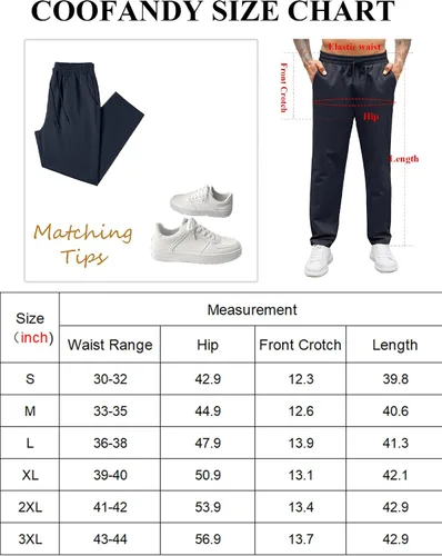 Vista 6 de COOFANDY Pantalones casuales con cordón para hombre, ajuste regular, cintura elástica, algodón básico, pierna recta, pantalones cargo