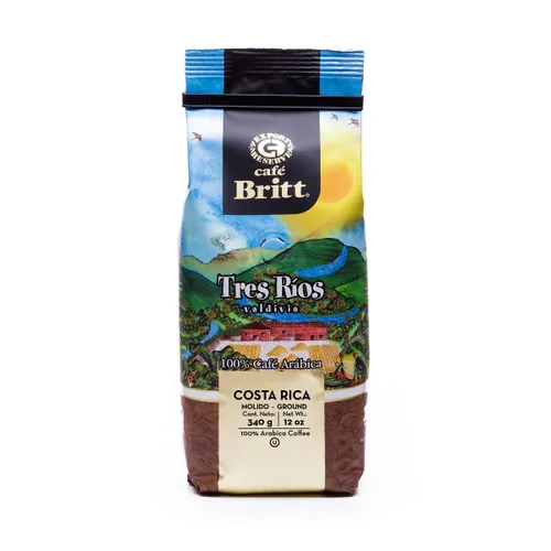 Vista 2 de Café Britt® - Café Costarricense Tres Rios Valdivia (12 onzas) (paquete de 3) - Café molido, arábica, kosher, sin gluten, 100% gourmet y tostado