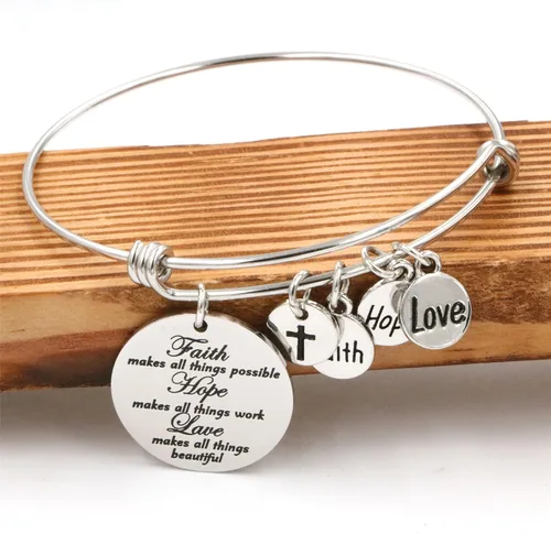 Vista 2 de Pulsera expandible para mujer, inspiradora, regalo de cumpleaños, acero inoxidable, joyería