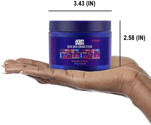 Vista 6 de Afro Sheen Slick Back Cream Styler. Contiene manteca de karité para suavizar y sostener. 6 onzas.