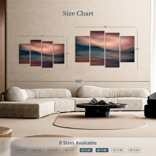 Vista 4 de Elefante Stock - Arte de pared Slocan Lake II - Lienzo horizontal de varios paneles - Decoración de pared de sala de estar de 4 piezas - Arte