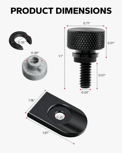 Vista 7 de Amazicha Kit de tornillos de asiento trasero de aluminio negro para perno de asiento trasero de 1/4 "-20 roscas compatible con Harley Davidson